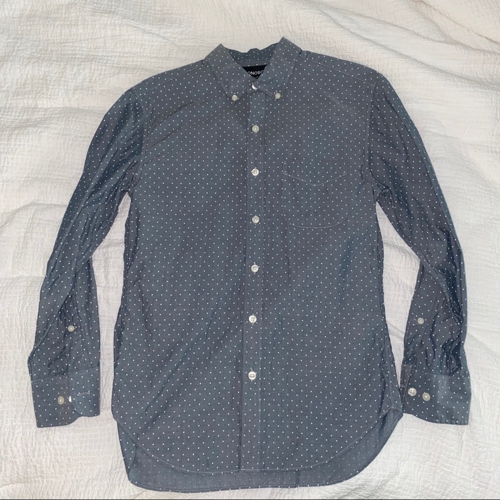 Bonobos Button Down Dress Shirt Grey Polka Dot Shirt XS Mens